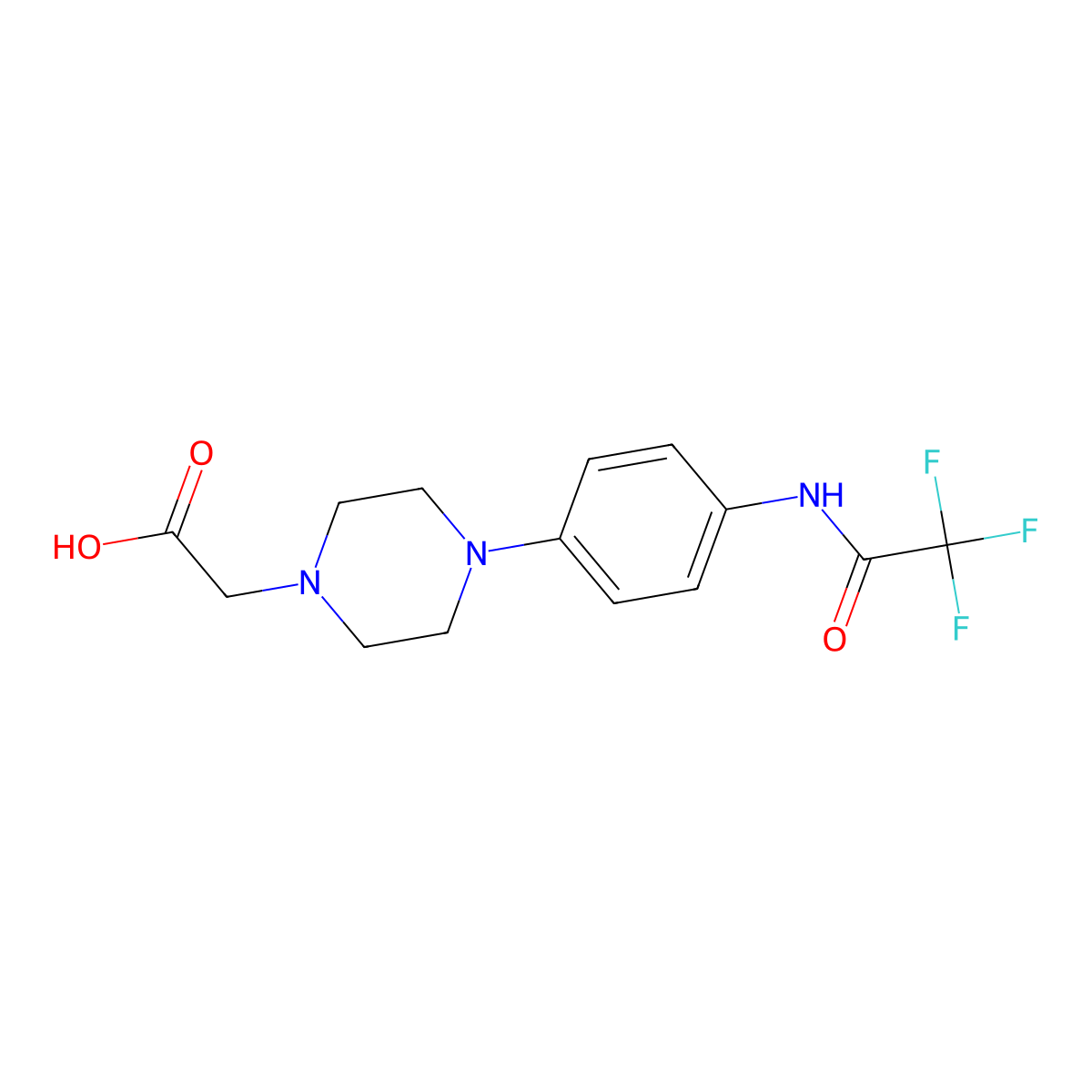 2-{4-[4-(2,2,2-Trifluoroacetamido)phenyl]piperazin-1-yl}acetic acid molecular structure, CAS 2680686-67-1