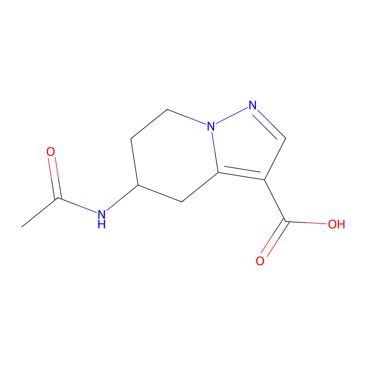 5-acetamido-4H,5H,6H,7H-pyrazolo[1,5-a]pyridine-3-carboxylic acid molecular structure, CAS 2680686-71-7