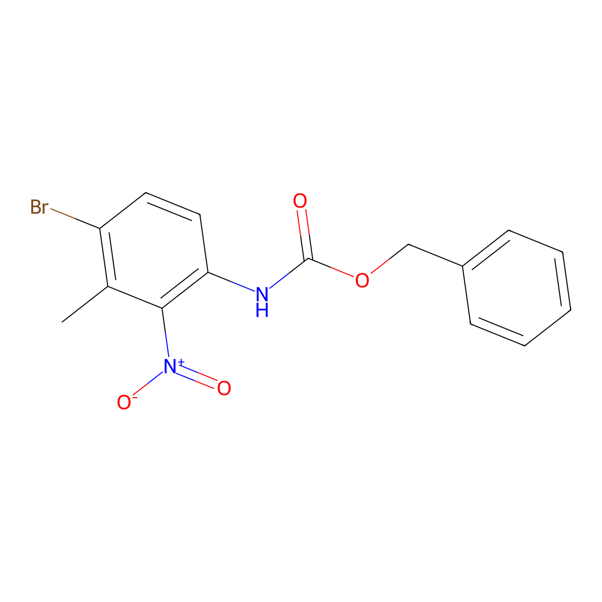 benzyl N-(4-bromo-3-methyl-2-nitrophenyl)carbamate molecular structure, CAS 2680686-76-2