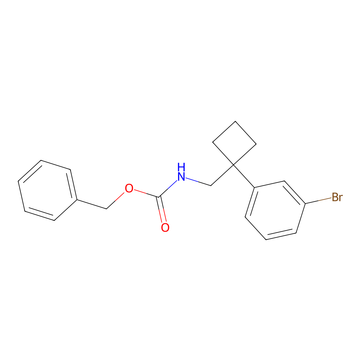 benzyl N-{[1-(3-bromophenyl)cyclobutyl]methyl}carbamate molecular structure, CAS 2680686-79-5