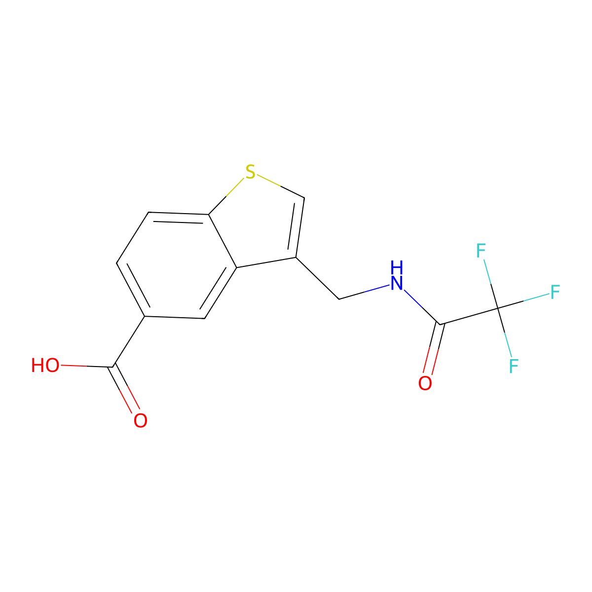 3-[(2,2,2-Trifluoroacetamido)methyl]-1-benzothiophene-5-carboxylic acid molecular structure, CAS 2680686-84-2