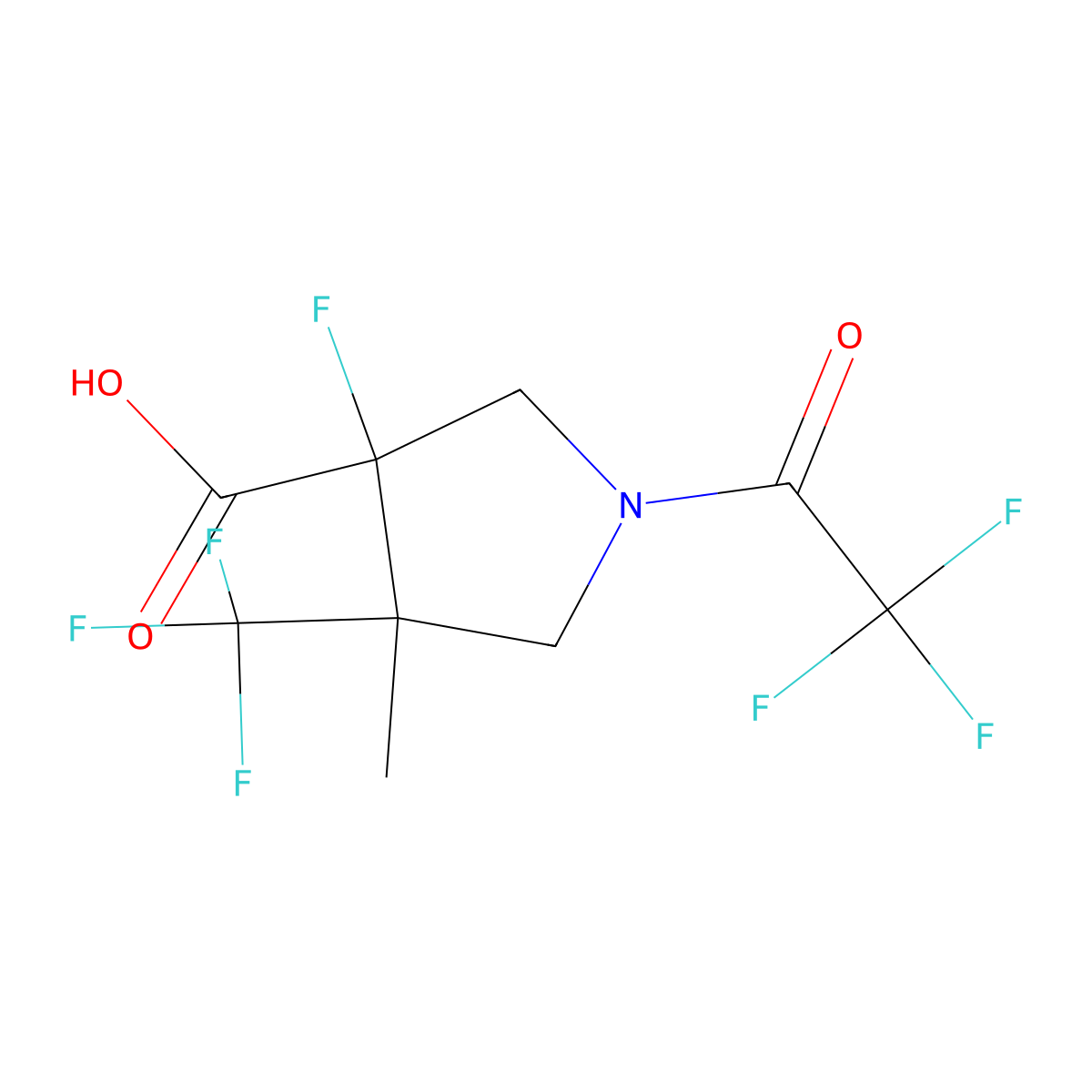 3-Fluoro-4-methyl-1-(2,2,2-trifluoroacetyl)-4-(trifluoromethyl)pyrrolidine-3-carboxylic acid molecular structure, CAS 2680686-90-0