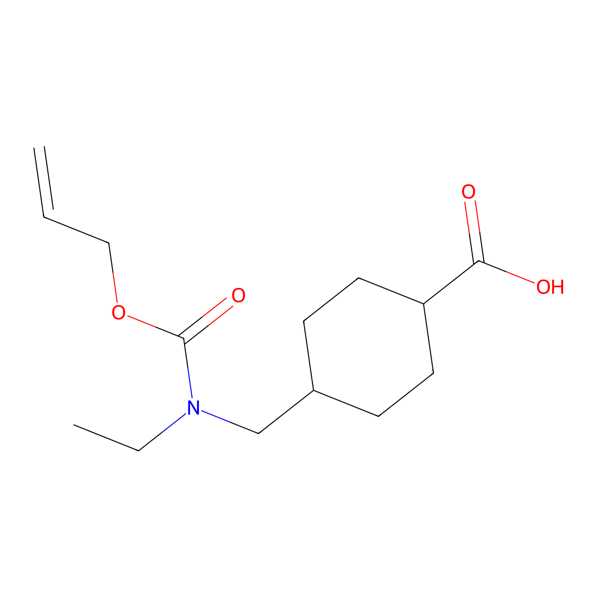 4-({Ethyl[(prop-2-en-1-yloxy)carbonyl]amino}methyl)cyclohexane-1-carboxylic acid molecular structure, CAS 2680686-92-2