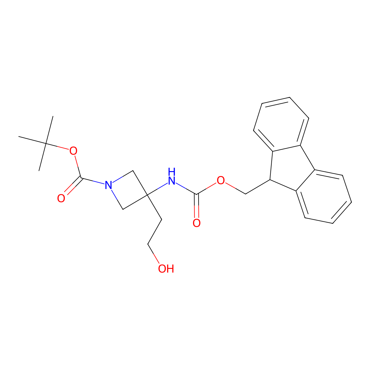 tert-butyl 3-({[(9H-fluoren-9-yl)methoxy]carbonyl}amino)-3-(2-hydroxyethyl)azetidine-1-carboxylate molecular structure, CAS 2680687-04-9