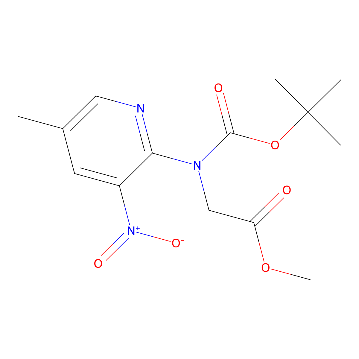 Methyl 2-{[(tert-butoxy)carbonyl](5-methyl-3-nitropyridin-2-yl)amino}acetate molecular structure, CAS 2680687-05-0