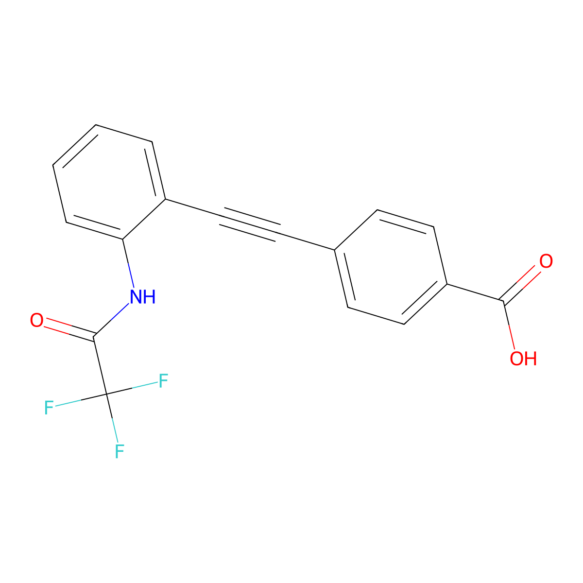 4-{2-[2-(2,2,2-Trifluoroacetamido)phenyl]ethynyl}benzoic acid molecular structure, CAS 2680687-12-9