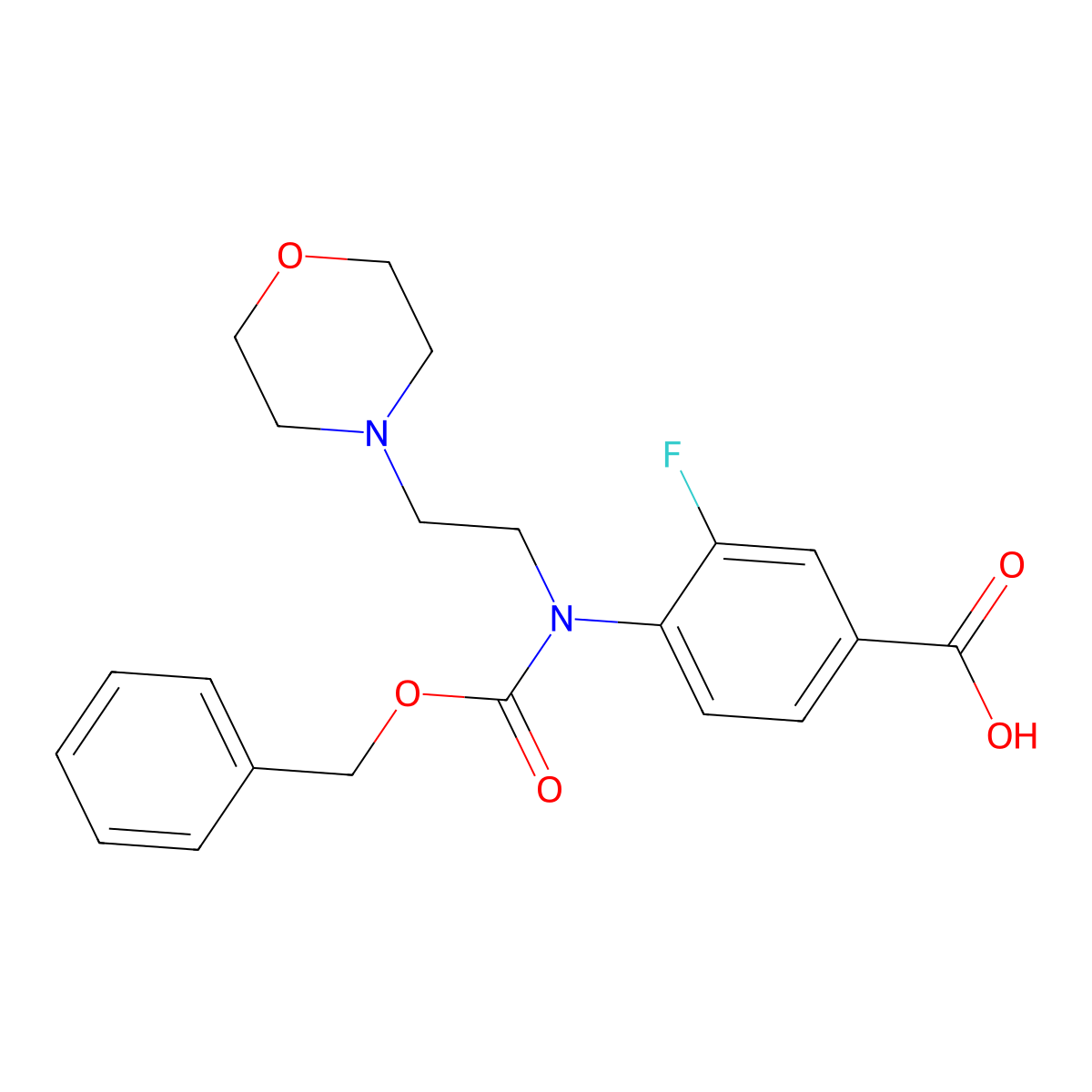 4-{[(Benzyloxy)carbonyl][2-(morpholin-4-yl)ethyl]amino}-3-fluorobenzoic acid molecular structure, CAS 2680687-14-1