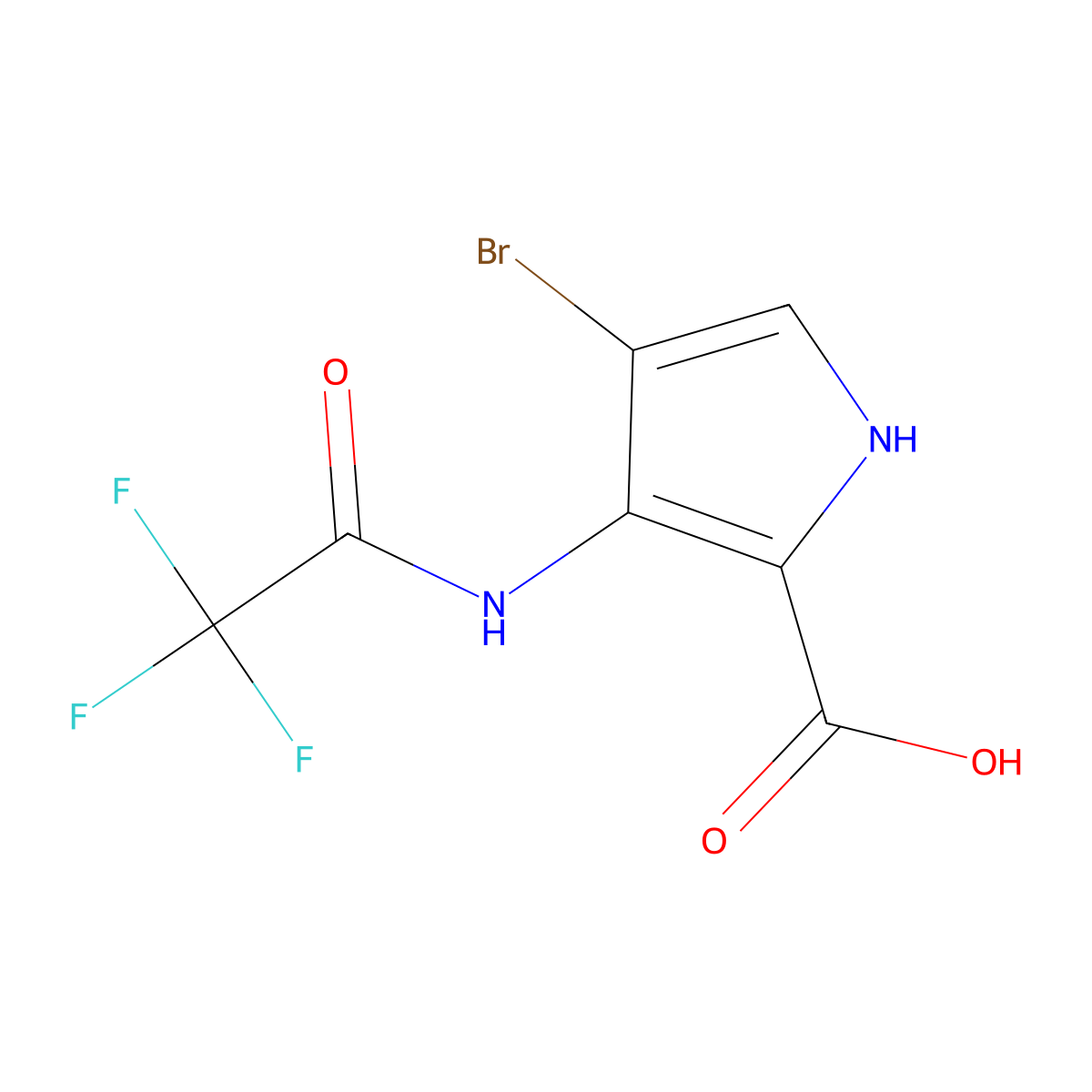 4-bromo-3-(2,2,2-trifluoroacetamido)-1H-pyrrole-2-carboxylic acid molecular structure, CAS 2680687-24-3