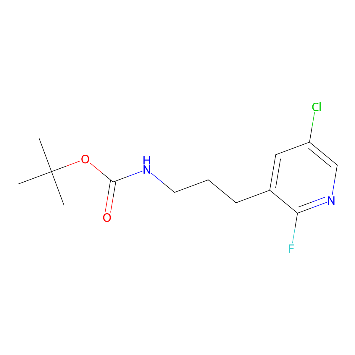 tert-butyl N-[3-(5-chloro-2-fluoropyridin-3-yl)propyl]carbamate molecular structure, CAS 2680687-32-3