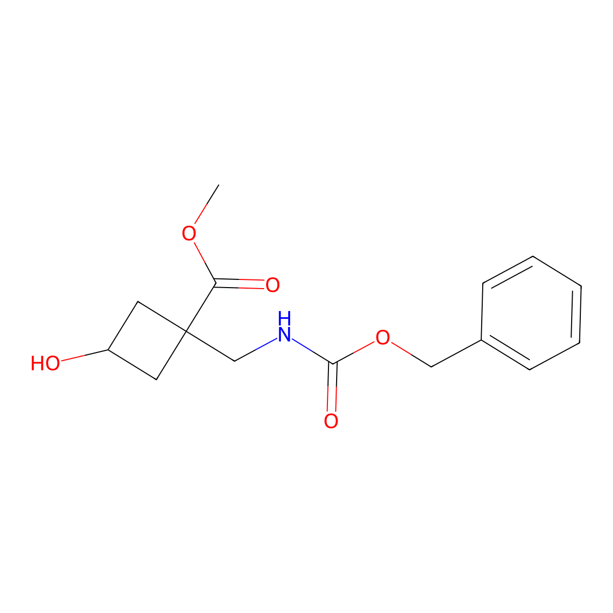 Methyl 1-({[(benzyloxy)carbonyl]amino}methyl)-3-hydroxycyclobutane-1-carboxylate molecular structure, CAS 2680687-37-8