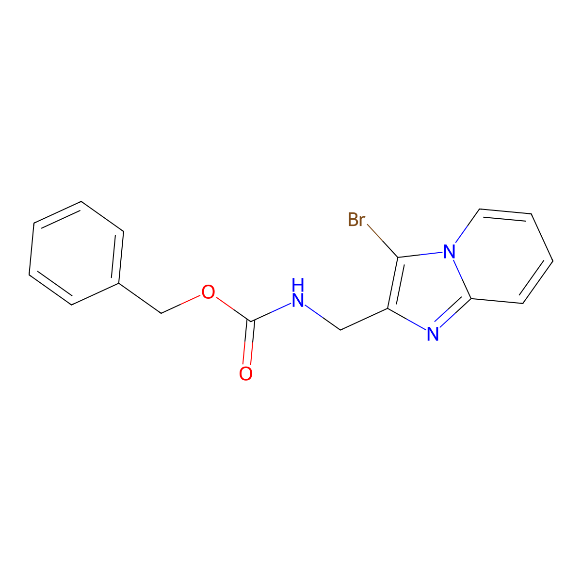 benzyl N-({3-bromoimidazo[1,2-a]pyridin-2-yl}methyl)carbamate molecular structure, CAS 2680687-40-3