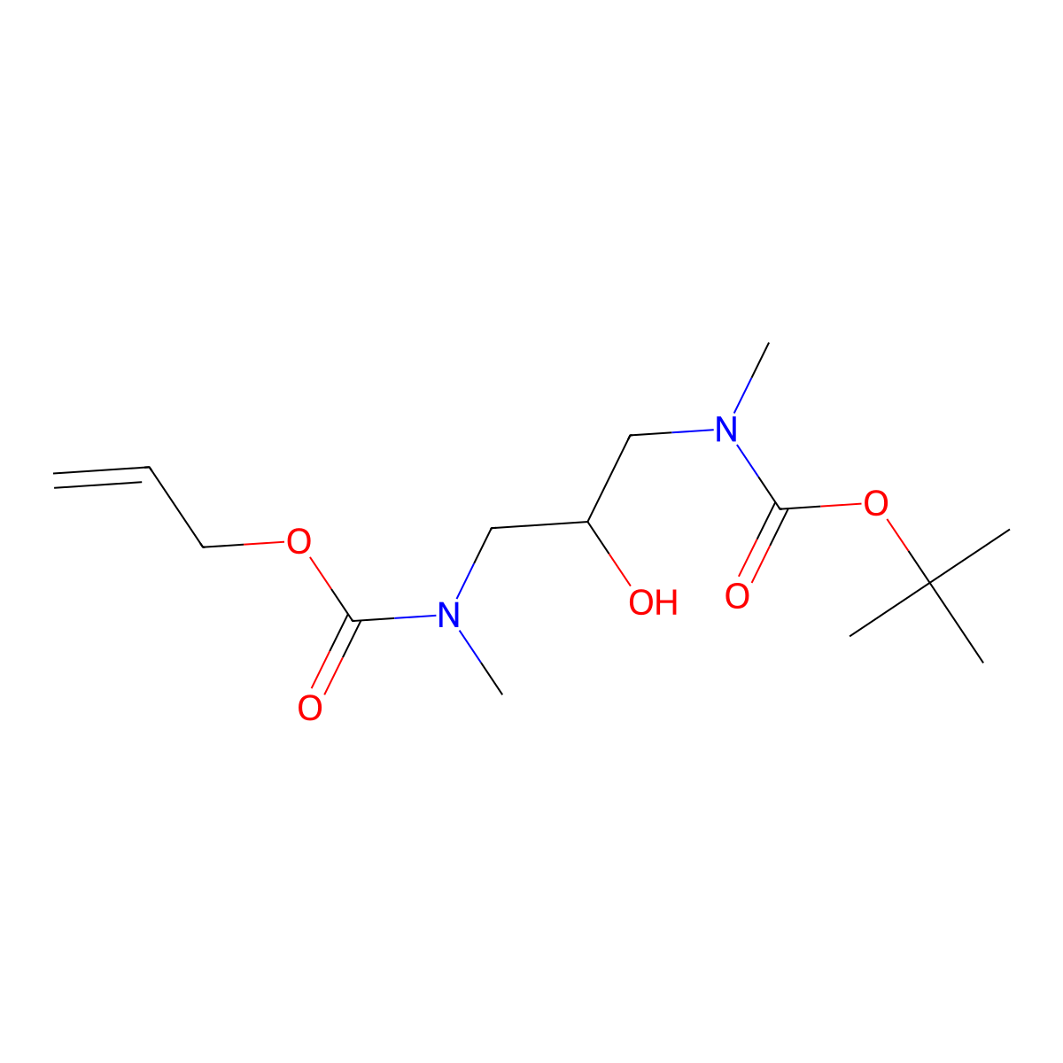 tert-butyl N-(2-hydroxy-3-{methyl[(prop-2-en-1-yloxy)carbonyl]amino}propyl)-N-methylcarbamate molecular structure, CAS 2680687-41-4