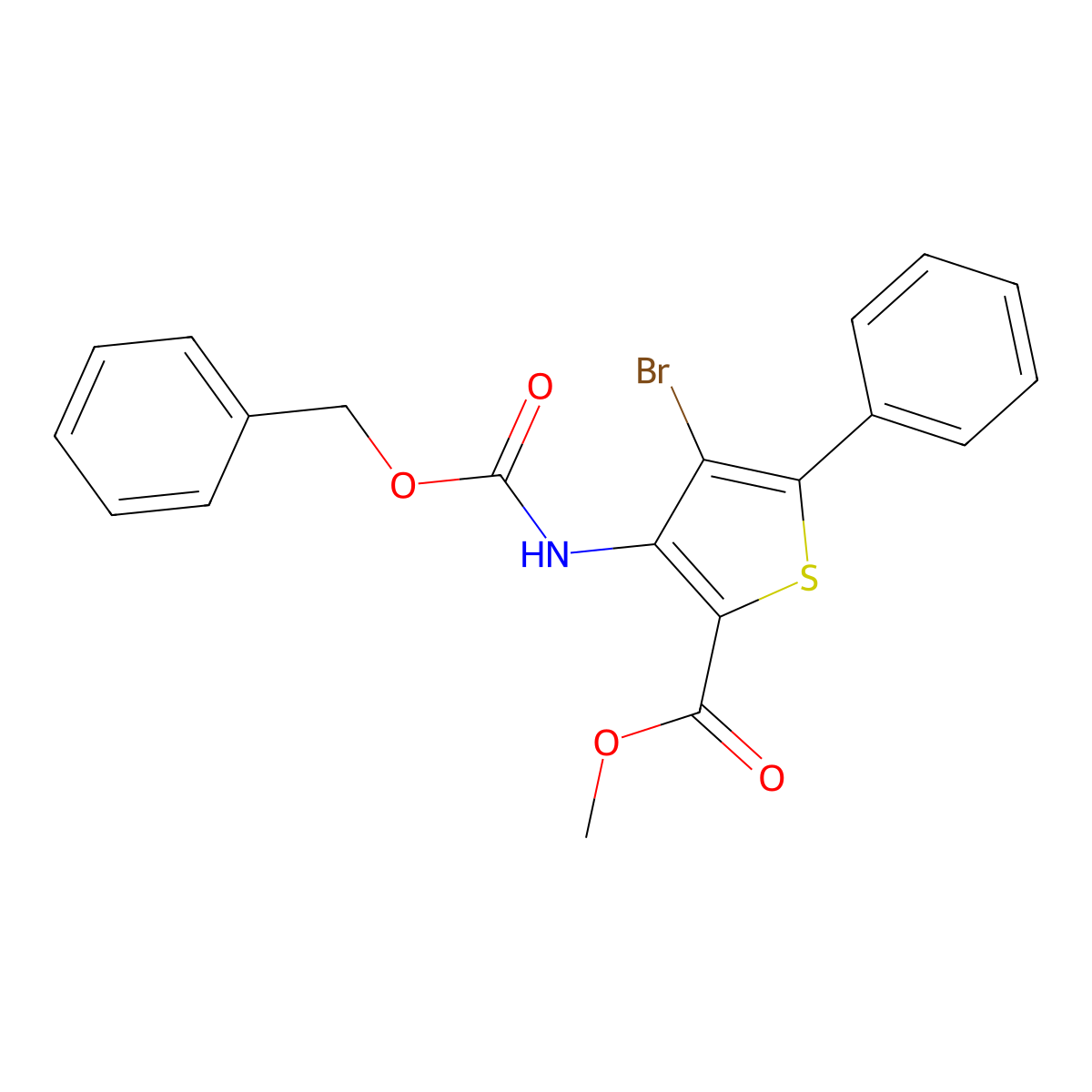 Methyl 3-{[(benzyloxy)carbonyl]amino}-4-bromo-5-phenylthiophene-2-carboxylate molecular structure, CAS 2680687-58-3