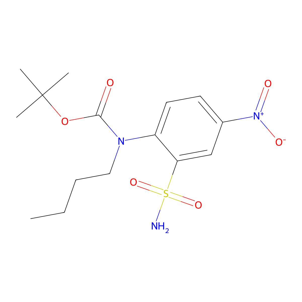 tert-butyl N-butyl-N-(4-nitro-2-sulfamoylphenyl)carbamate molecular structure, CAS 2680687-59-4