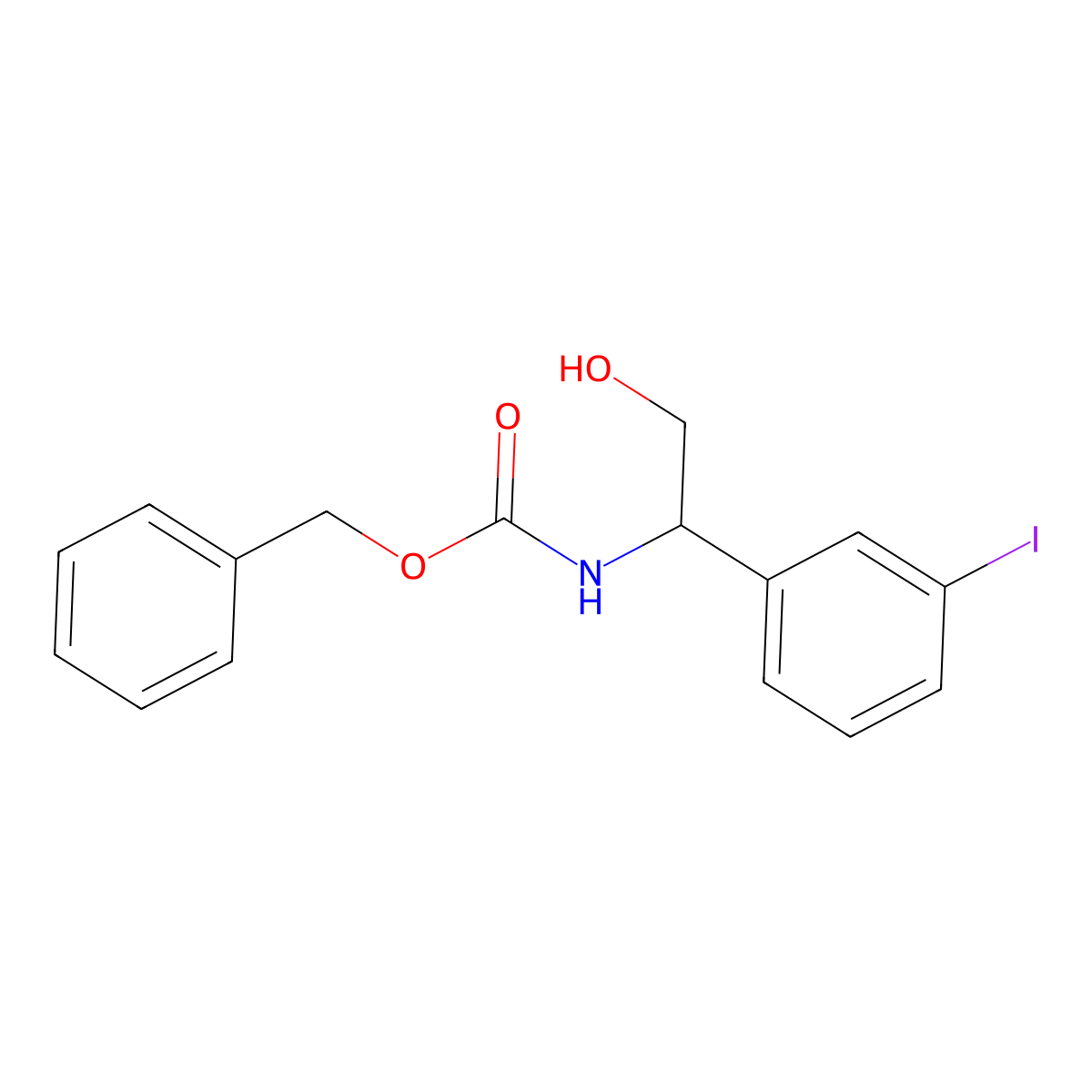 benzyl N-[2-hydroxy-1-(3-iodophenyl)ethyl]carbamate molecular structure, CAS 2680687-70-9