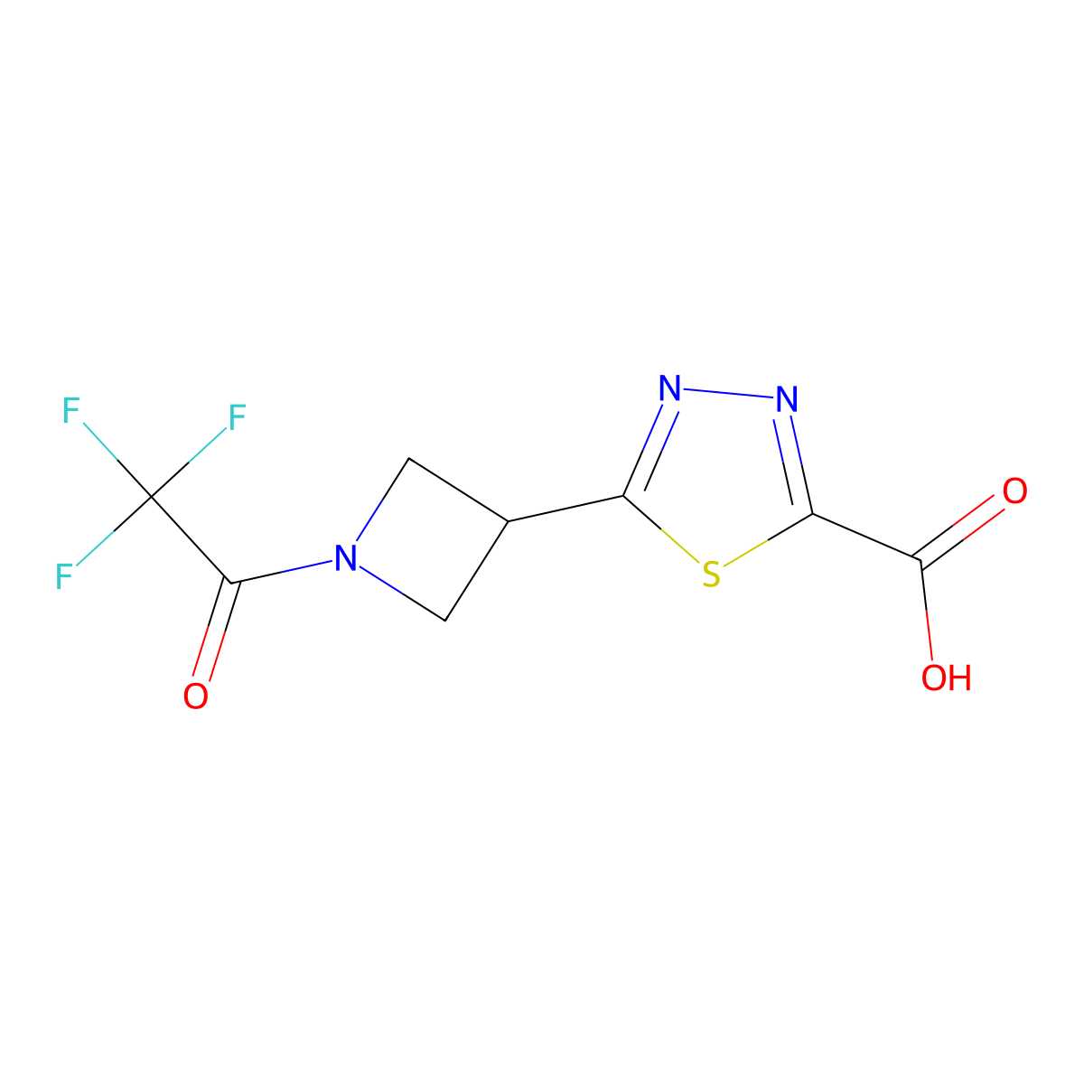 5-[1-(2,2,2-Trifluoroacetyl)azetidin-3-yl]-1,3,4-thiadiazole-2-carboxylic acid molecular structure, CAS 2680687-71-0