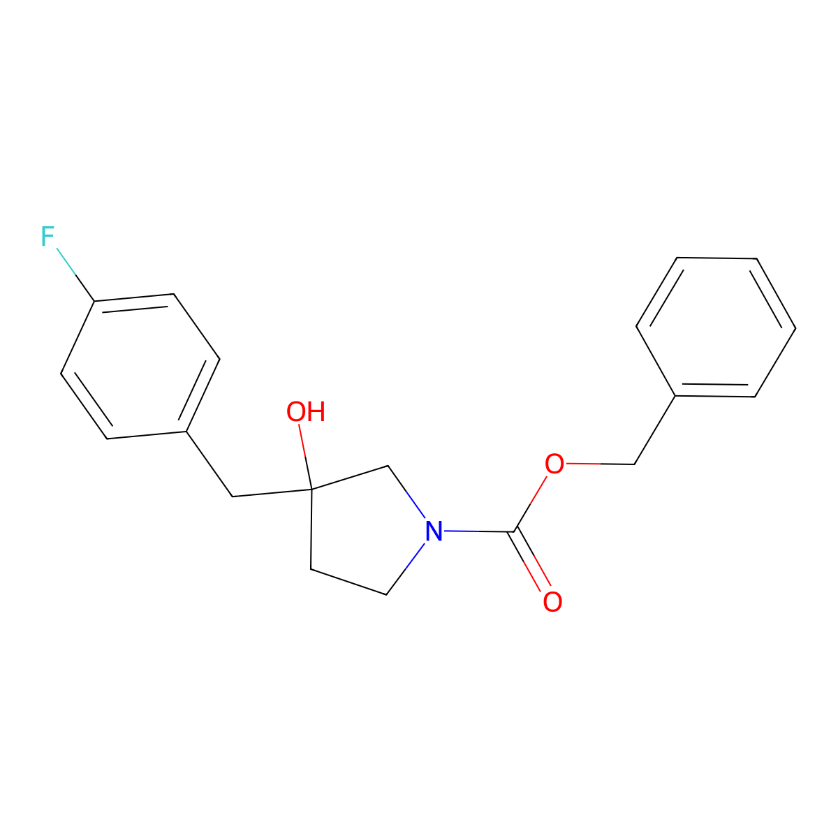 Benzyl 3-[(4-fluorophenyl)methyl]-3-hydroxypyrrolidine-1-carboxylate molecular structure, CAS 2680687-80-1