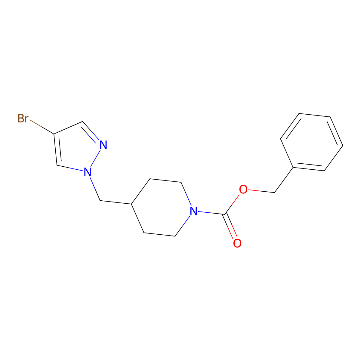 benzyl 4-[(4-bromo-1H-pyrazol-1-yl)methyl]piperidine-1-carboxylate molecular structure, CAS 2680687-85-6