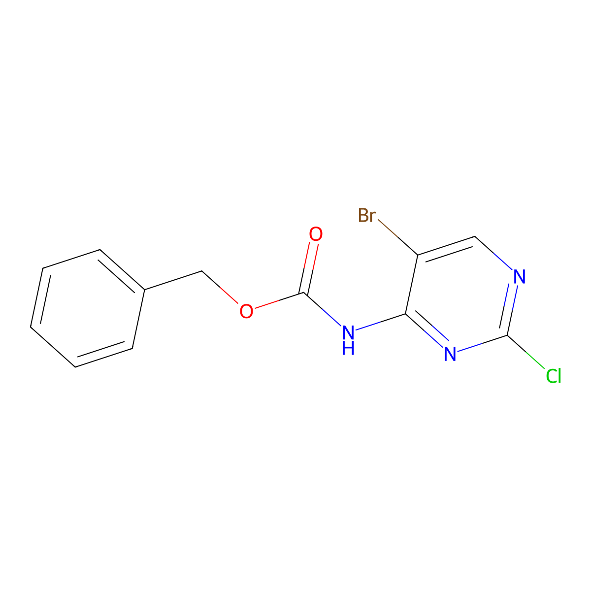 benzyl N-(5-bromo-2-chloropyrimidin-4-yl)carbamate molecular structure, CAS 2680688-04-2