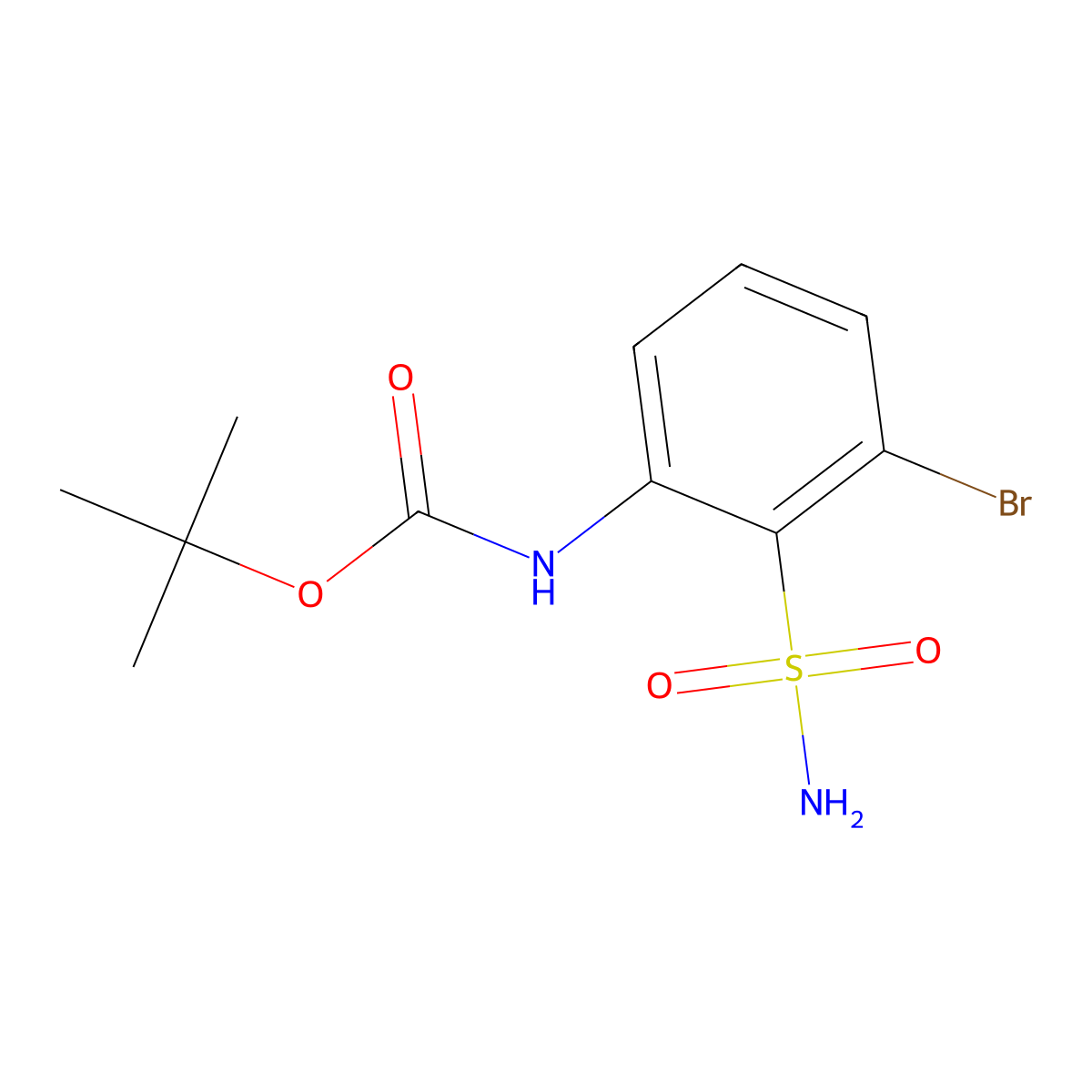 tert-butyl N-(3-bromo-2-sulfamoylphenyl)carbamate molecular structure, CAS 2680688-11-1