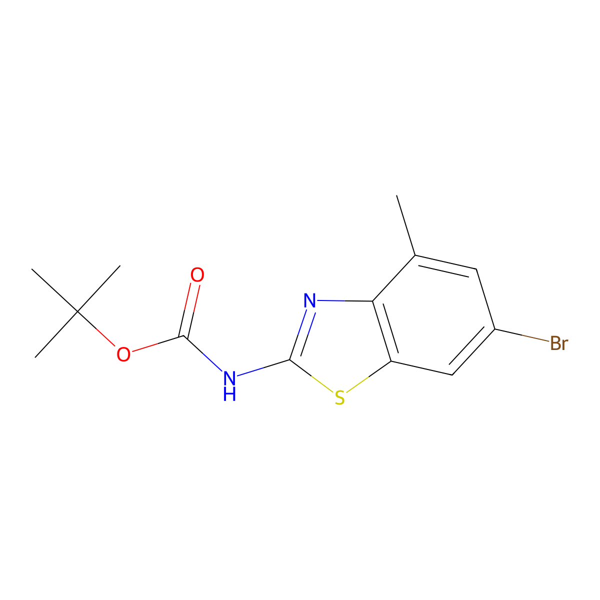 tert-butyl N-(6-bromo-4-methyl-1,3-benzothiazol-2-yl)carbamate molecular structure, CAS 2680688-15-5