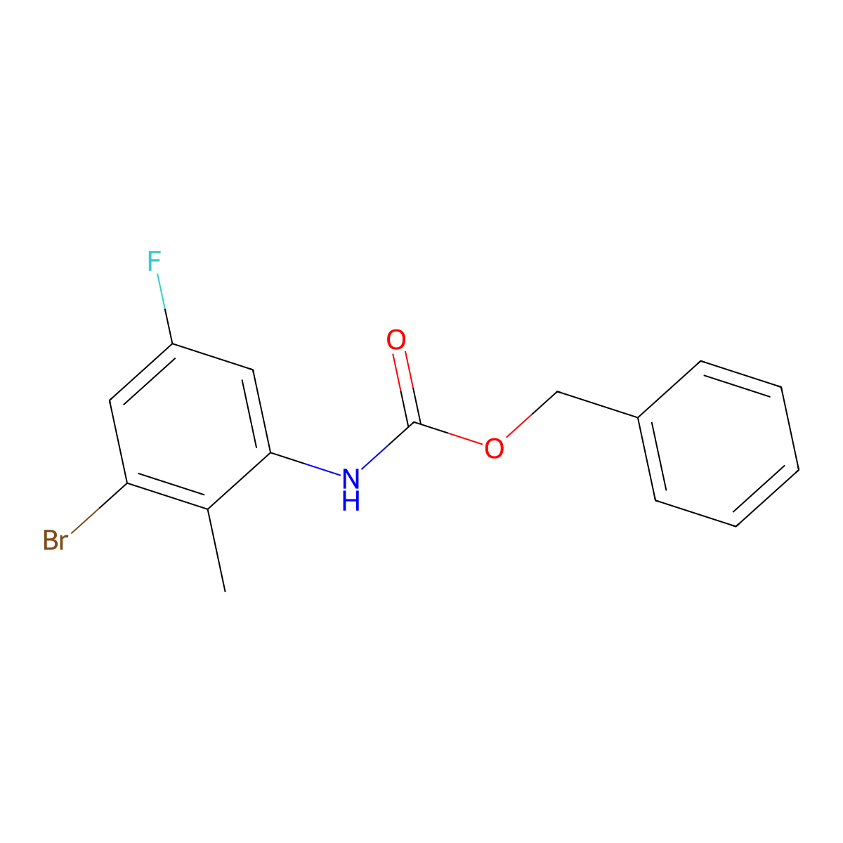 benzyl N-(3-bromo-5-fluoro-2-methylphenyl)carbamate molecular structure, CAS 2680688-18-8