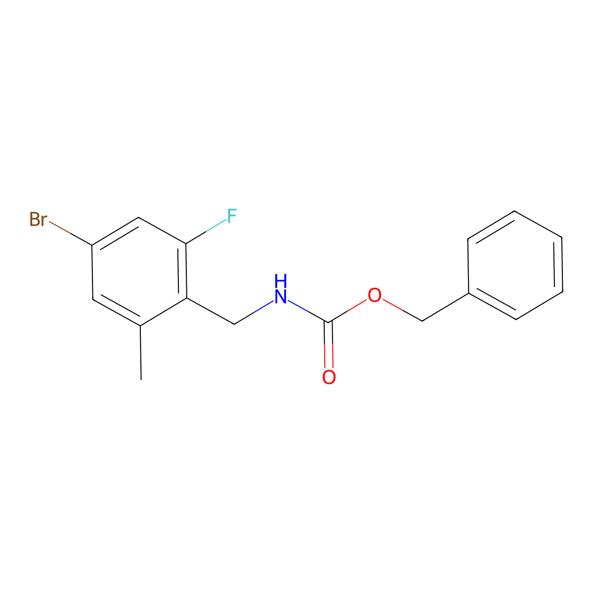 benzyl N-[(4-bromo-2-fluoro-6-methylphenyl)methyl]carbamate molecular structure, CAS 2680688-22-4