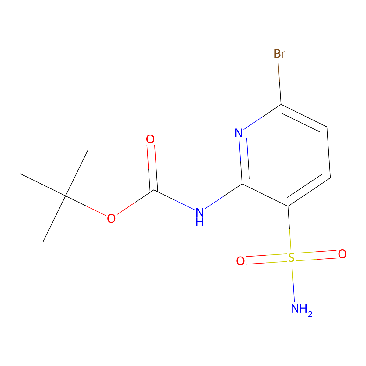 tert-butyl N-(6-bromo-3-sulfamoylpyridin-2-yl)carbamate molecular structure, CAS 2680688-23-5