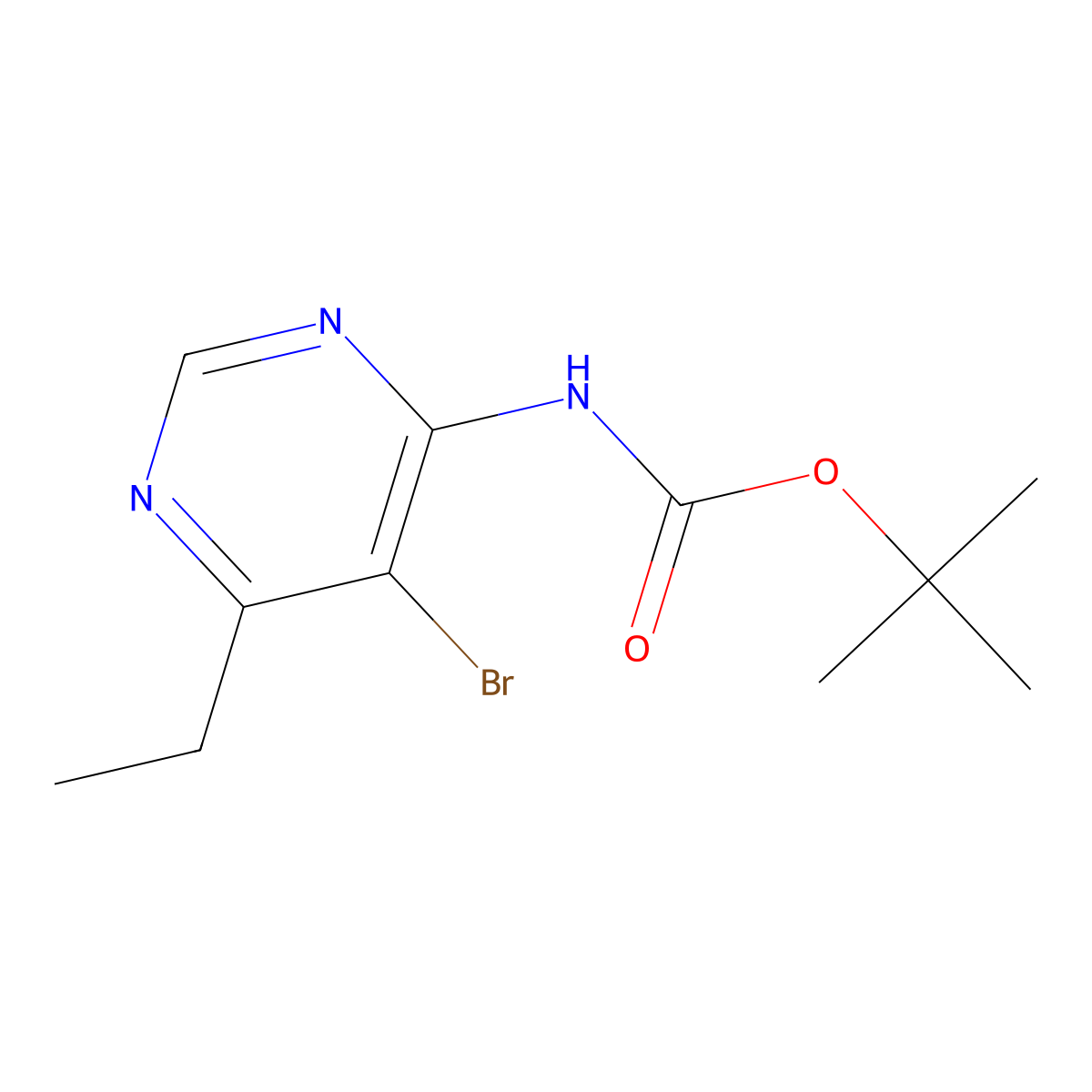 tert-butyl N-(5-bromo-6-ethylpyrimidin-4-yl)carbamate molecular structure, CAS 2680688-25-7