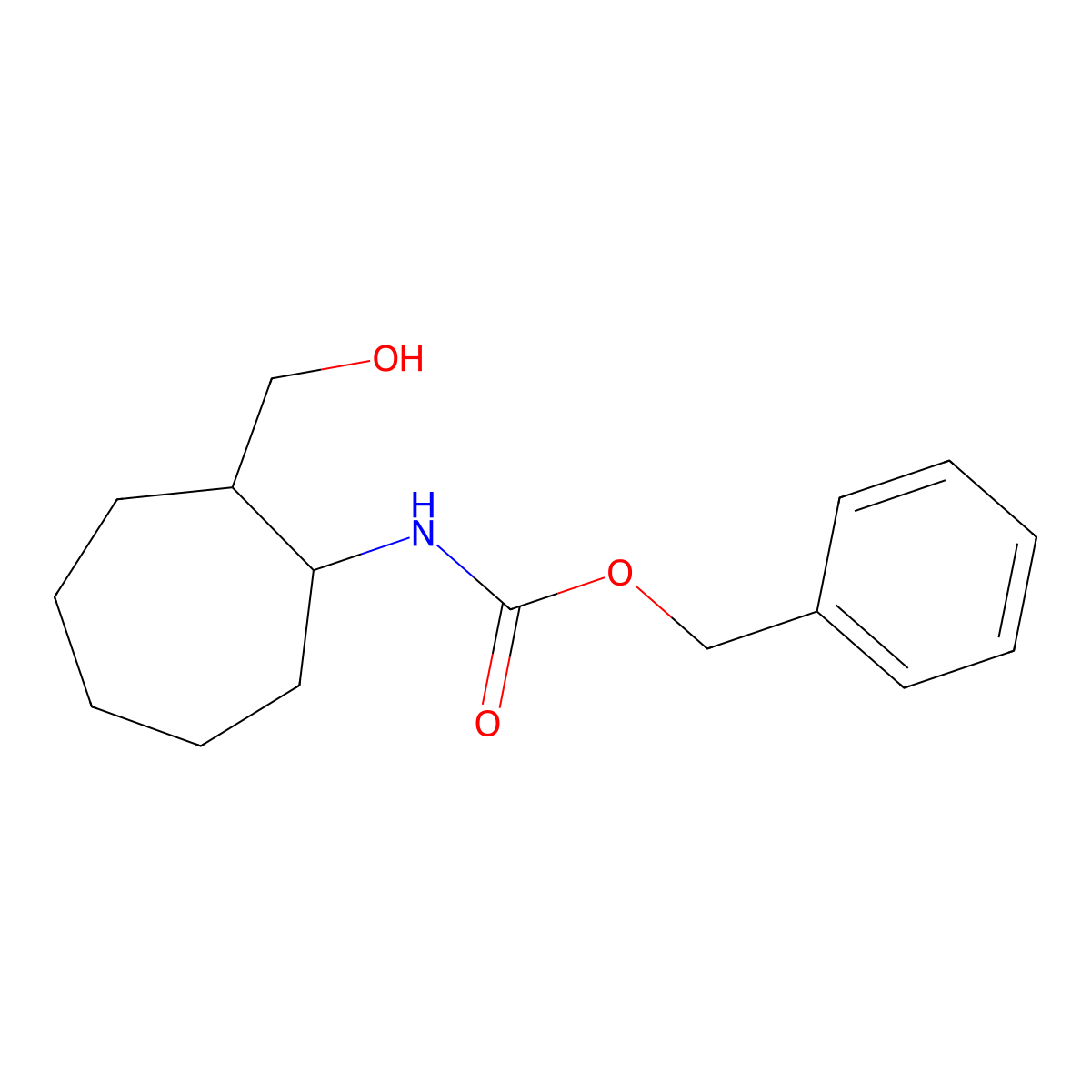 benzyl N-[2-(hydroxymethyl)cycloheptyl]carbamate molecular structure, CAS 2680688-26-8