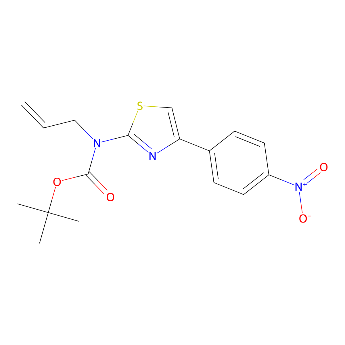 tert-butyl N-[4-(4-nitrophenyl)-1,3-thiazol-2-yl]-N-(prop-2-en-1-yl)carbamate molecular structure, CAS 2680688-33-7