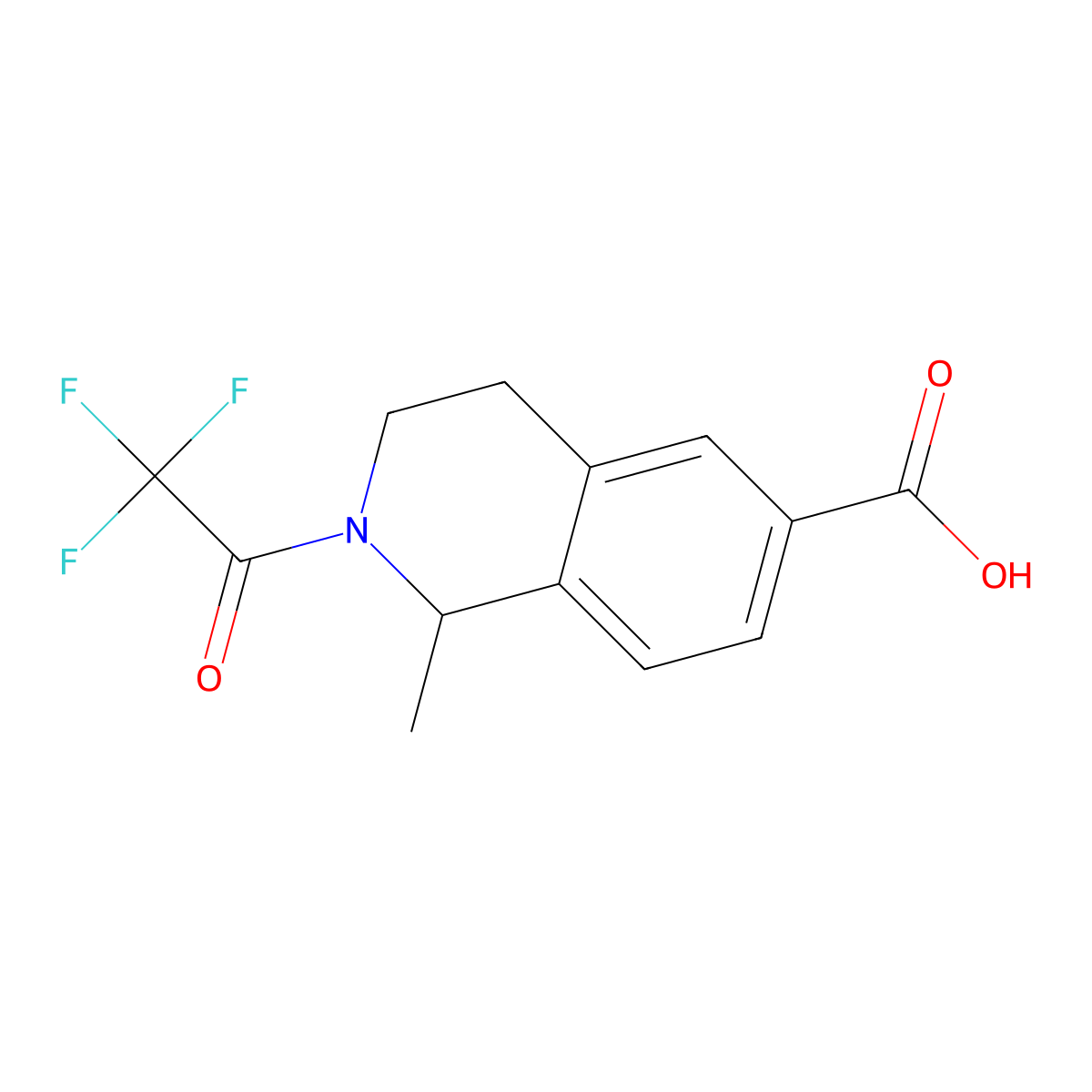 1-Methyl-2-(2,2,2-trifluoroacetyl)-1,2,3,4-tetrahydroisoquinoline-6-carboxylic acid molecular structure, CAS 2680688-37-1
