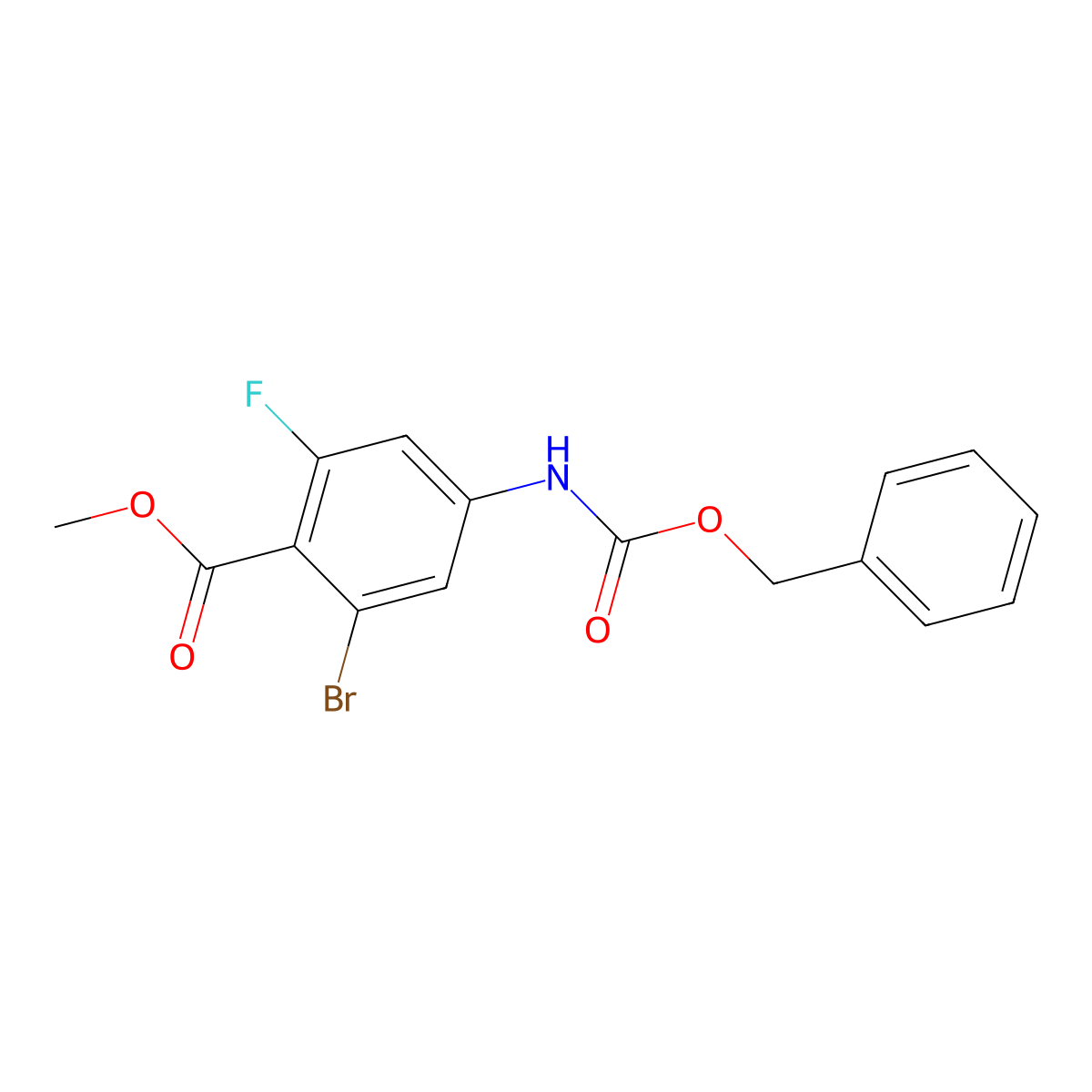 Methyl 4-{[(benzyloxy)carbonyl]amino}-2-bromo-6-fluorobenzoate molecular structure, CAS 2680688-41-7