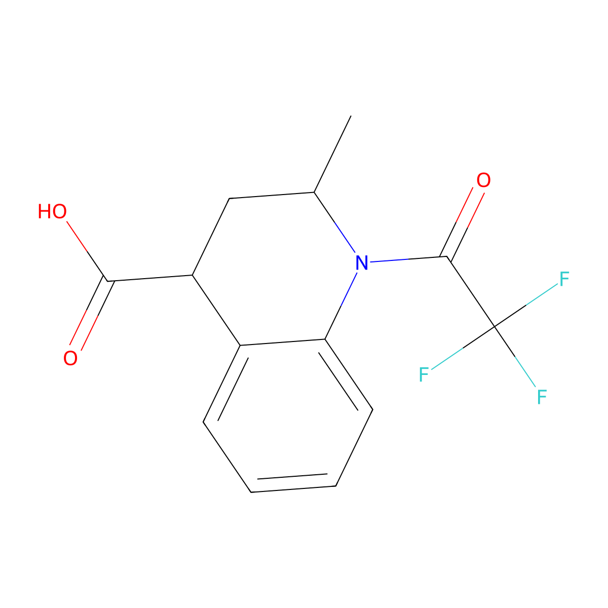 2-Methyl-1-(2,2,2-trifluoroacetyl)-1,2,3,4-tetrahydroquinoline-4-carboxylic acid molecular structure, CAS 2680688-42-8