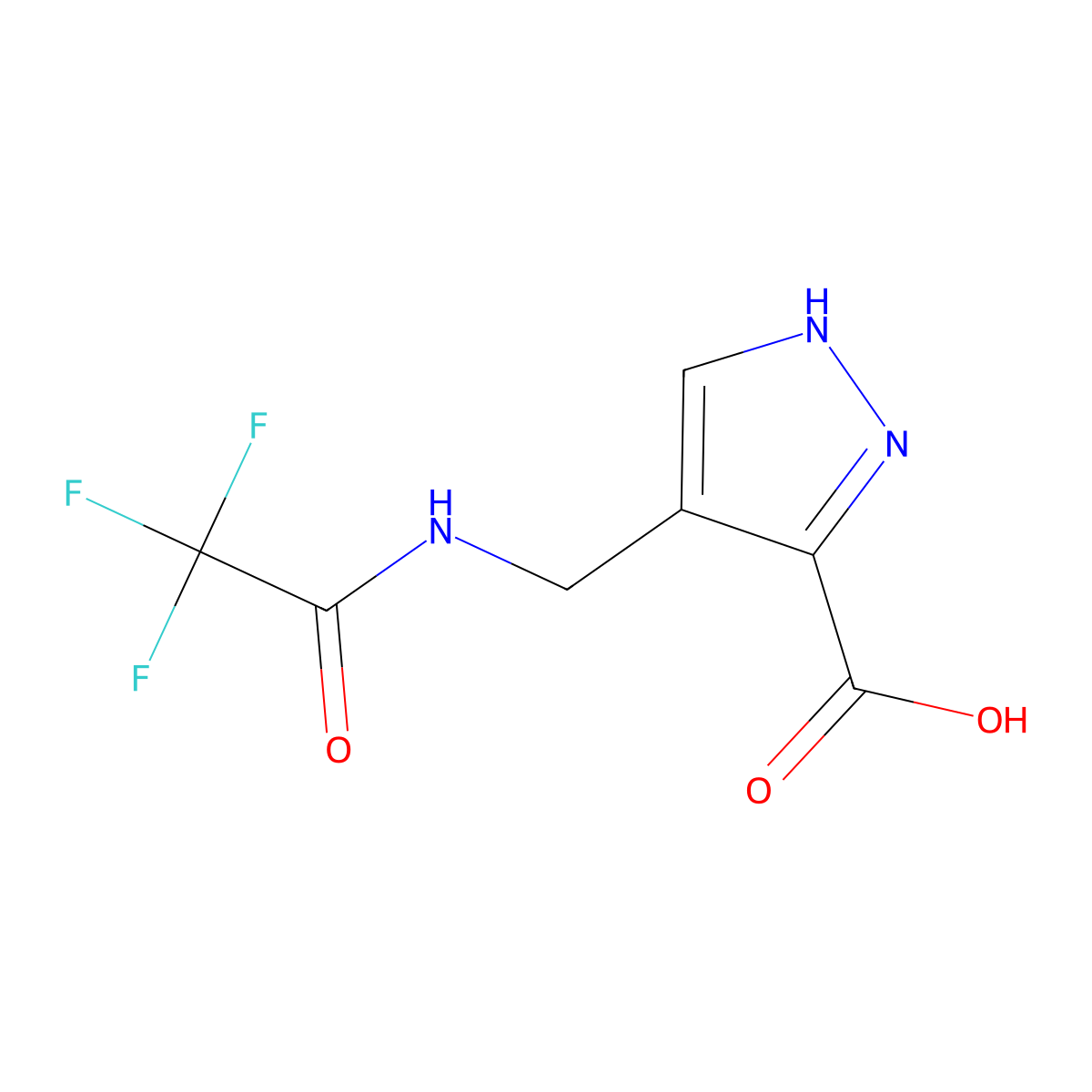 4-[(2,2,2-trifluoroacetamido)methyl]-1H-pyrazole-3-carboxylic acid molecular structure, CAS 2680688-46-2