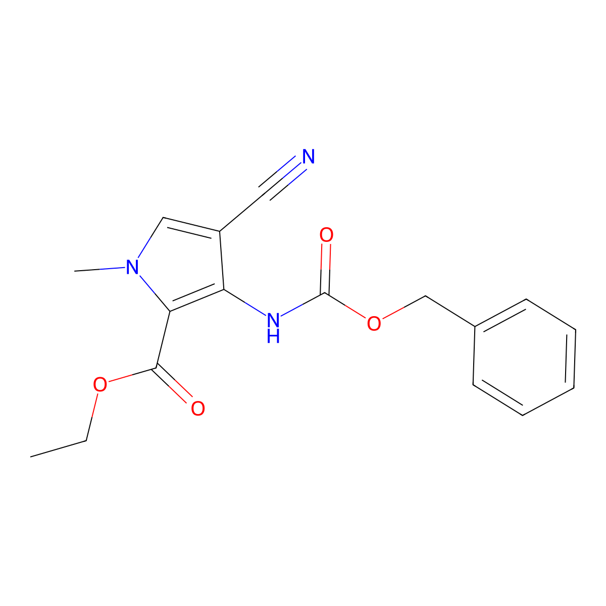 ethyl 3-{[(benzyloxy)carbonyl]amino}-4-cyano-1-methyl-1H-pyrrole-2-carboxylate molecular structure, CAS 2680688-54-2