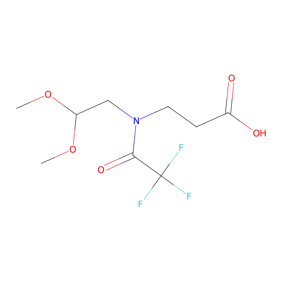 3-[N-(2,2-dimethoxyethyl)-2,2,2-trifluoroacetamido]propanoic acid molecular structure, CAS 2680688-55-3