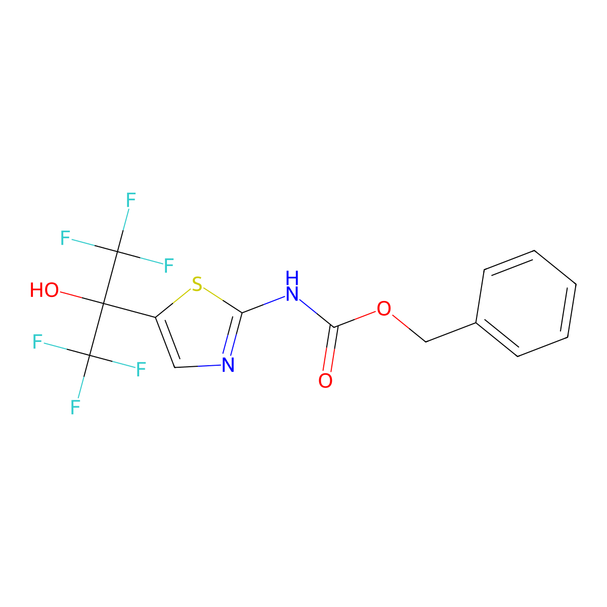 benzyl N-[5-(1,1,1,3,3,3-hexafluoro-2-hydroxypropan-2-yl)-1,3-thiazol-2-yl]carbamate molecular structure, CAS 2680688-56-4