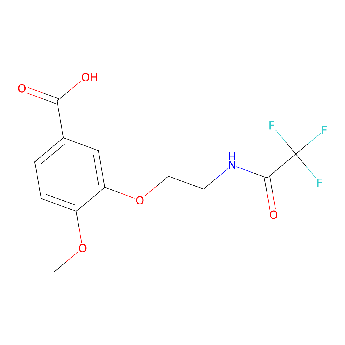 4-Methoxy-3-[2-(2,2,2-trifluoroacetamido)ethoxy]benzoic acid molecular structure, CAS 2680688-74-6
