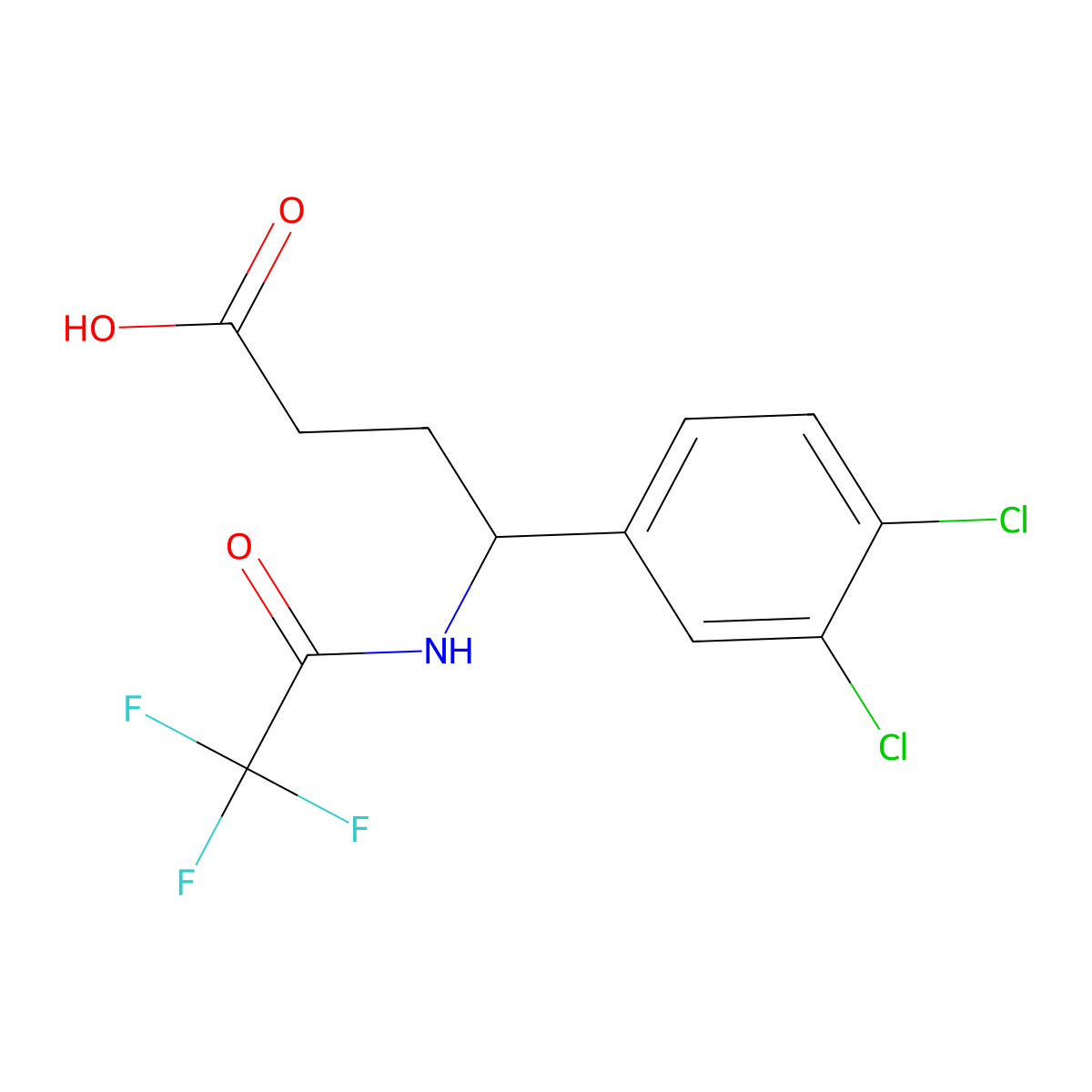 4-(3,4-Dichlorophenyl)-4-(2,2,2-trifluoroacetamido)butanoic acid molecular structure, CAS 2680688-81-5