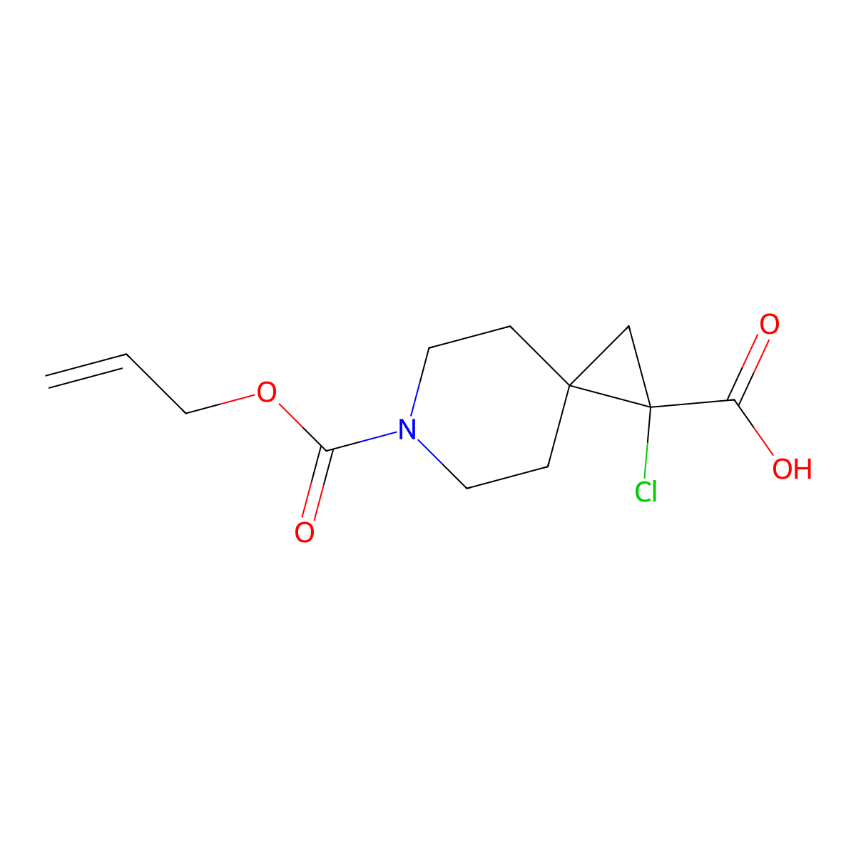 1-Chloro-6-[(prop-2-en-1-yloxy)carbonyl]-6-azaspiro[2.5]octane-1-carboxylic acid molecular structure, CAS 2680688-83-7