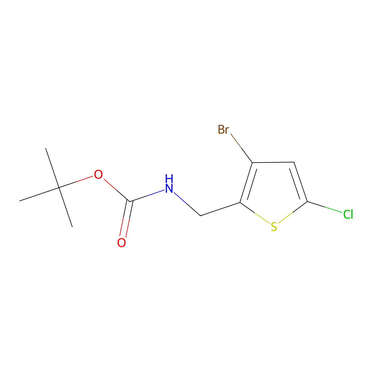 tert-butyl N-[(3-bromo-5-chlorothiophen-2-yl)methyl]carbamate molecular structure, CAS 2680688-85-9
