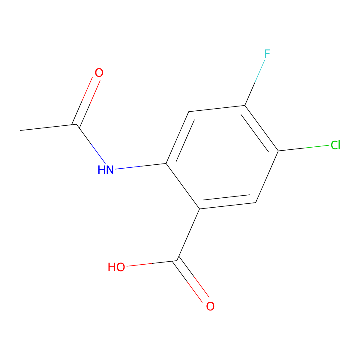 5-Chloro-2-acetamido-4-fluorobenzoic acid molecular structure, CAS 2680689-03-4