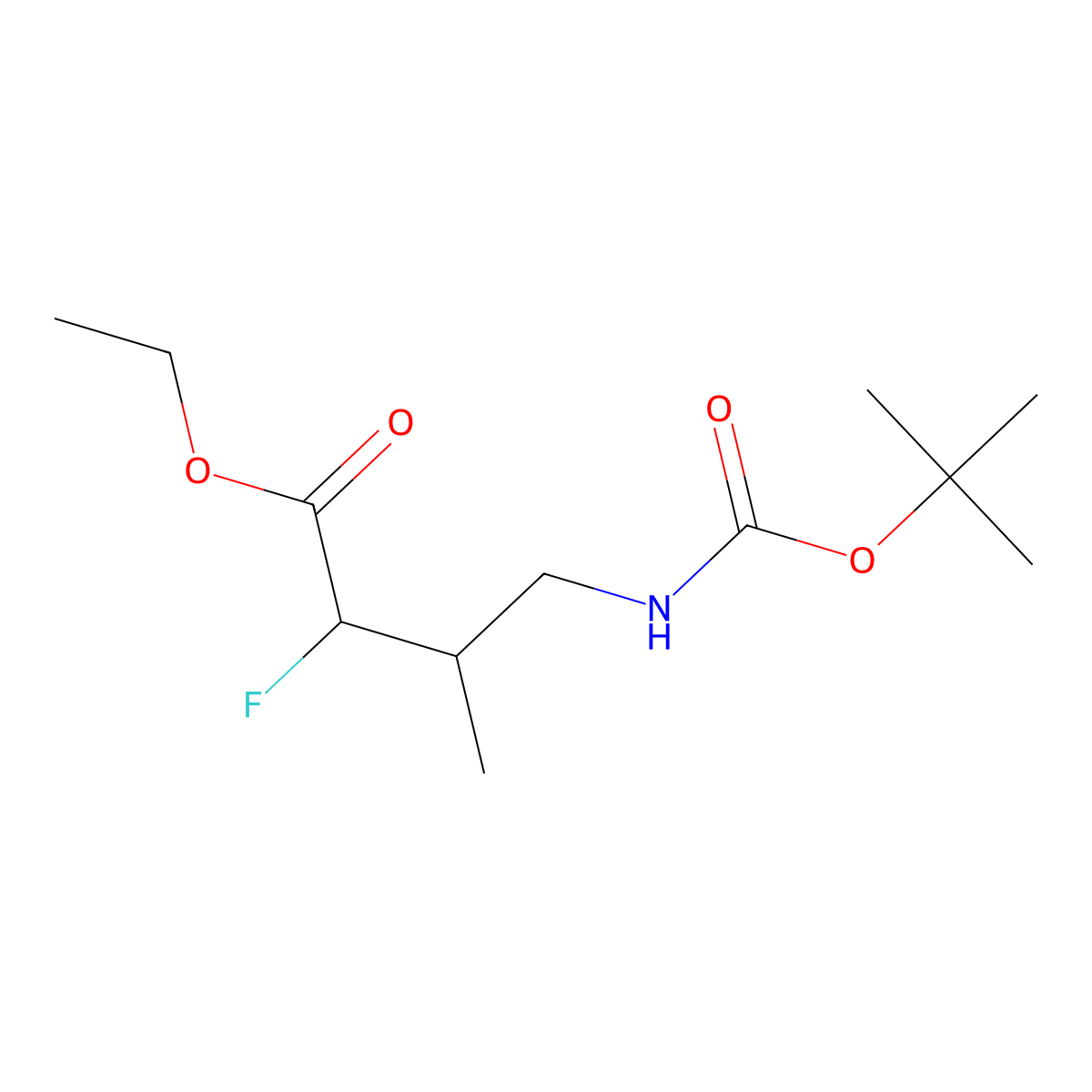 Ethyl 4-{[(tert-butoxy)carbonyl]amino}-2-fluoro-3-methylbutanoate molecular structure, CAS 2680689-04-5