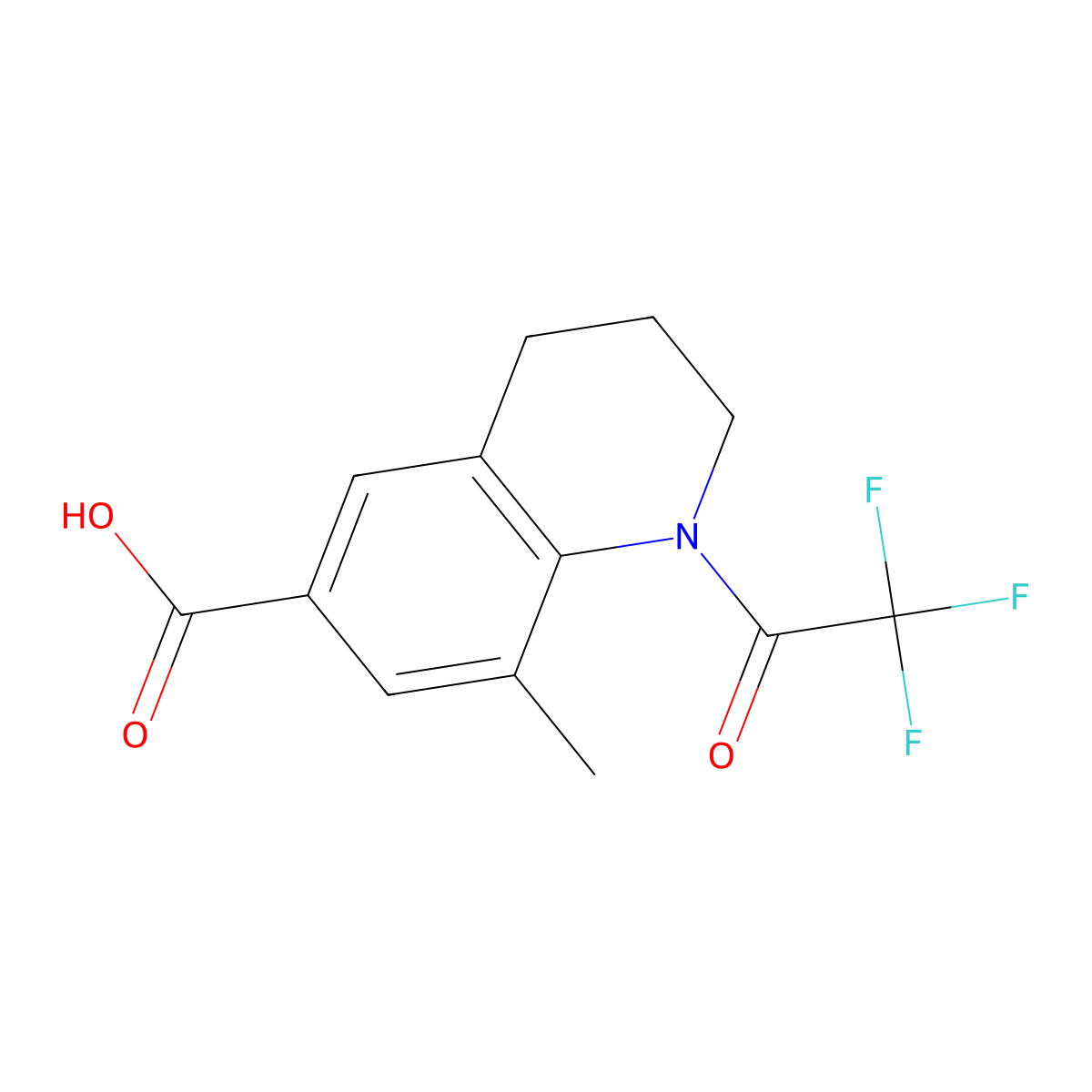 8-Methyl-1-(2,2,2-trifluoroacetyl)-1,2,3,4-tetrahydroquinoline-6-carboxylic acid molecular structure, CAS 2680689-09-0