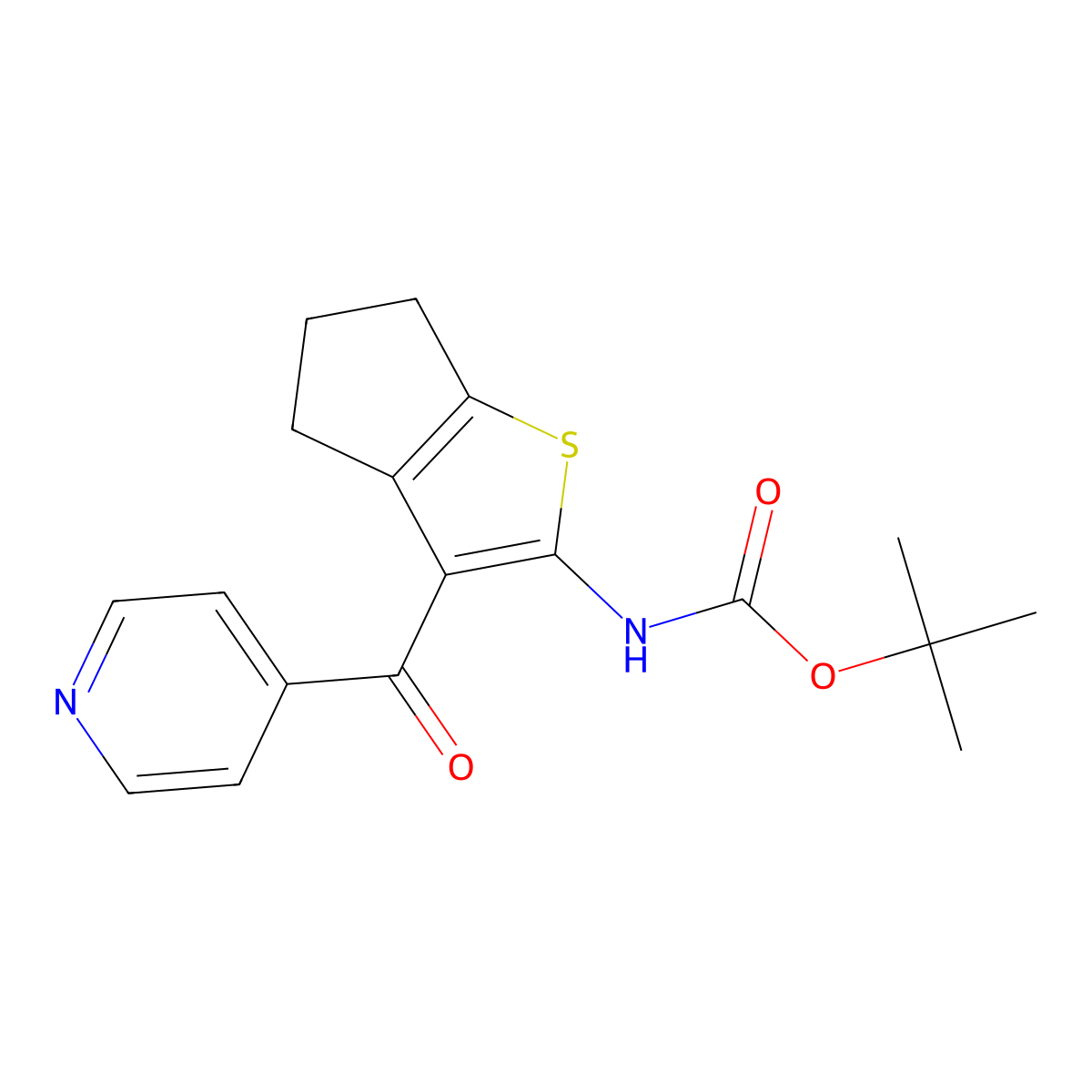 tert-butyl N-[3-(pyridine-4-carbonyl)-4H,5H,6H-cyclopenta[b]thiophen-2-yl]carbamate molecular structure, CAS 2680689-10-3