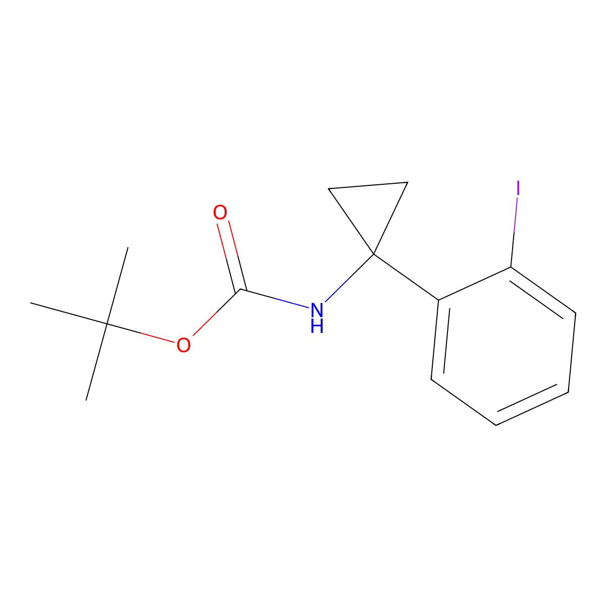 tert-butyl N-[1-(2-iodophenyl)cyclopropyl]carbamate molecular structure, CAS 2680689-36-3