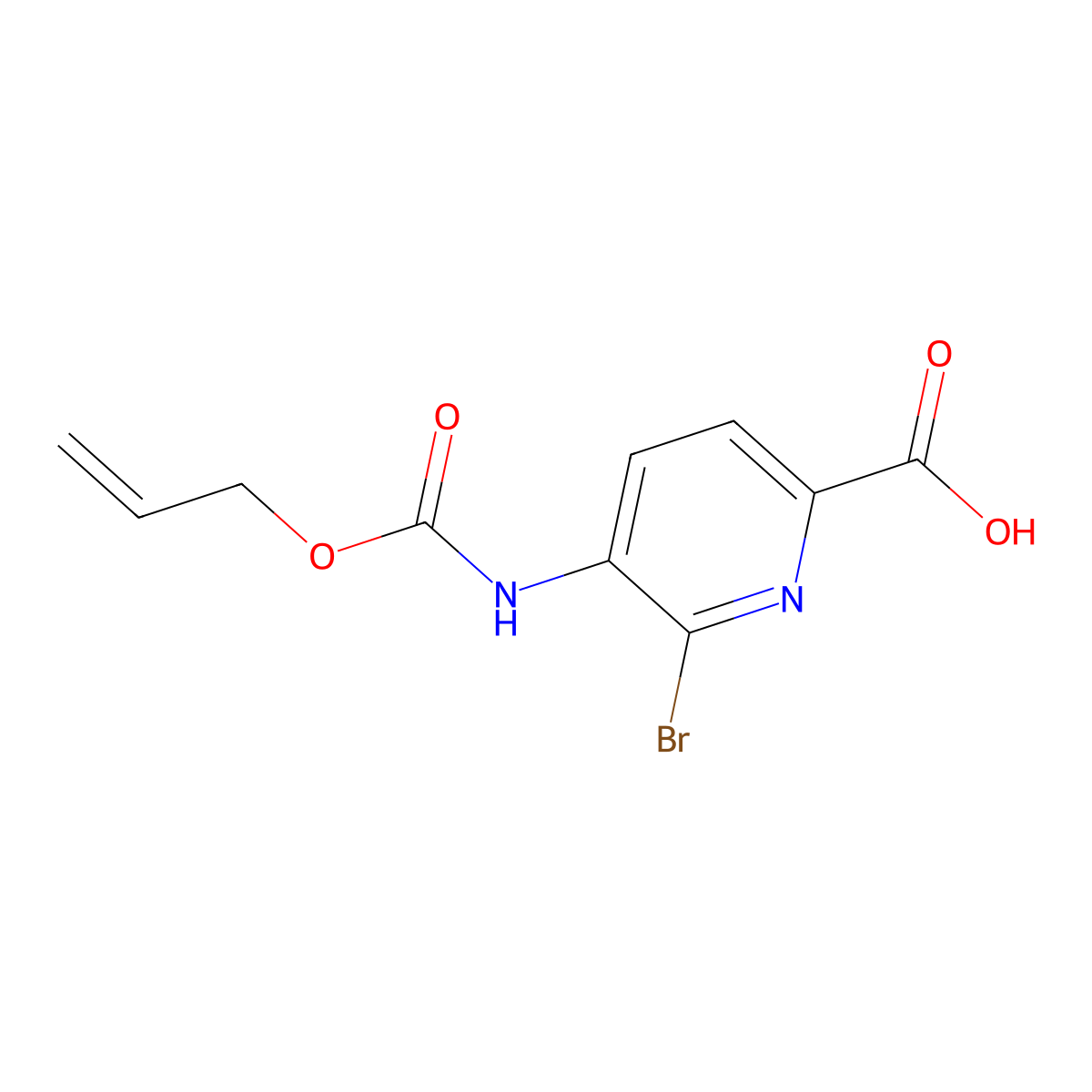 6-Bromo-5-{[(prop-2-en-1-yloxy)carbonyl]amino}pyridine-2-carboxylic acid molecular structure, CAS 2680689-37-4