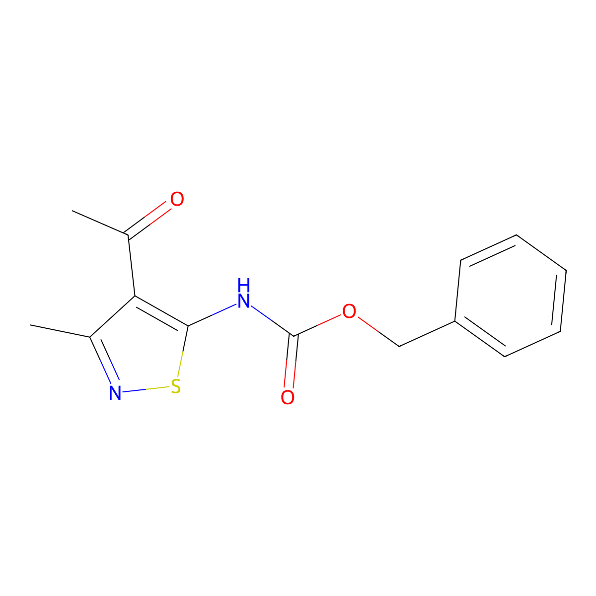 benzyl N-(4-acetyl-3-methyl-1,2-thiazol-5-yl)carbamate molecular structure, CAS 2680689-43-2