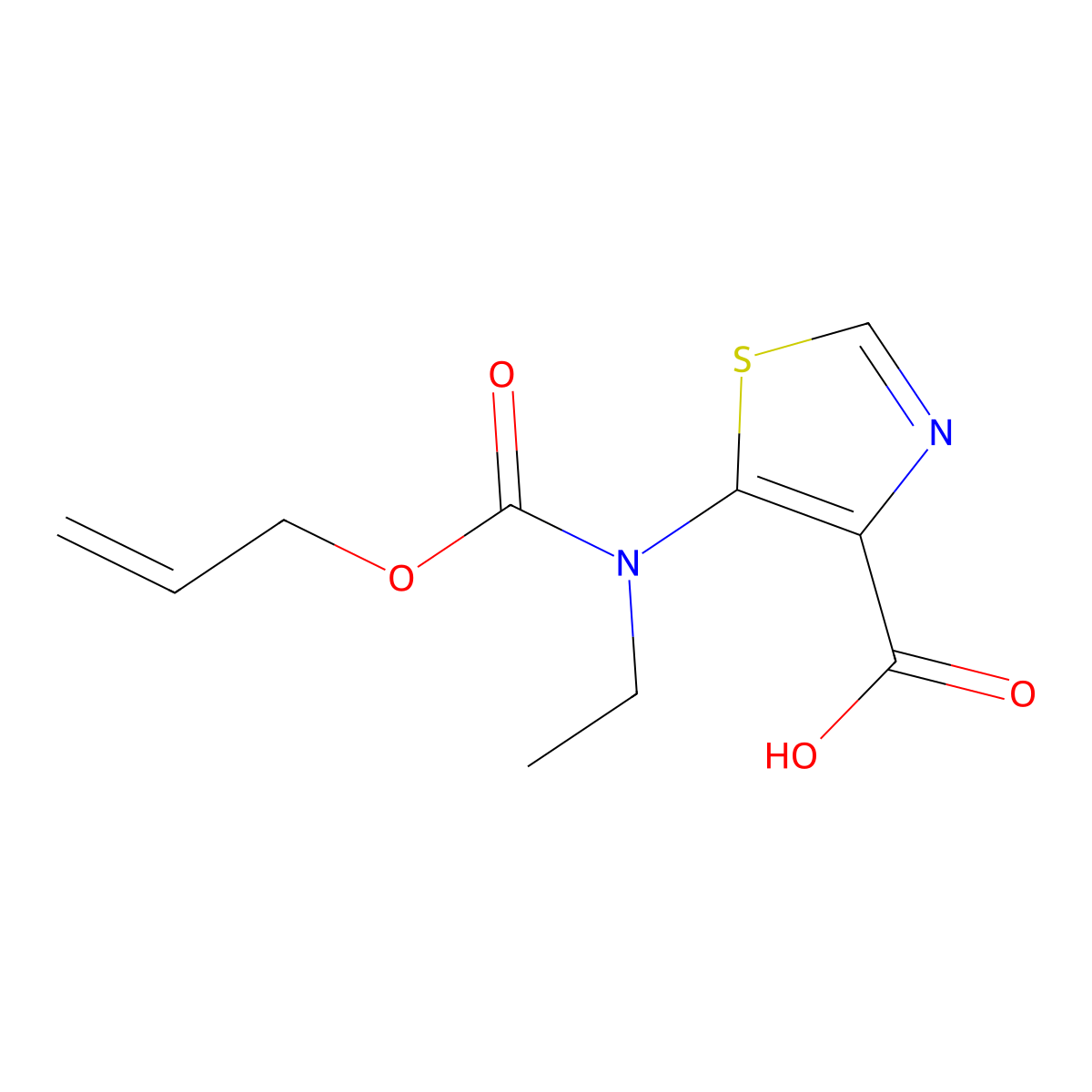 5-{Ethyl[(prop-2-en-1-yloxy)carbonyl]amino}-1,3-thiazole-4-carboxylic acid molecular structure, CAS 2680689-46-5